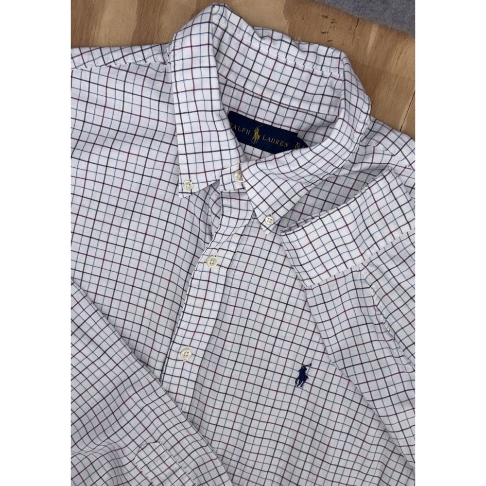 Polo Ralph Lauren Men's Long Sleeve White Plaid Check Button Down XL 100% Cotton